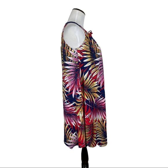 Studio JPR Halter Summer Dress Palm Leaves Red Blue Tassels Size Small - Picture 3 of 9